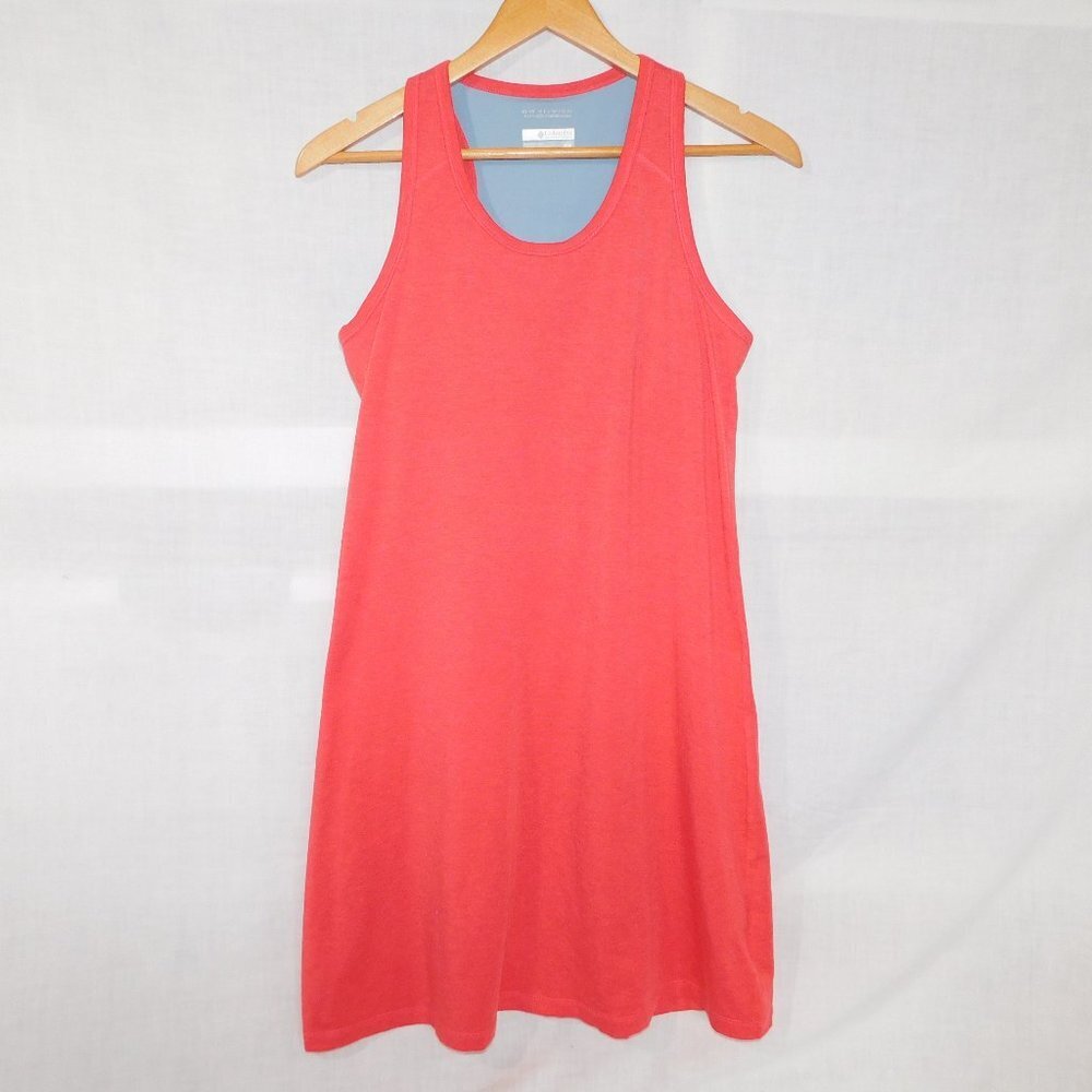 Columbia pink orange Coral Omni-Wick A Line Casual Tank Dress Shelf Bra Womens M